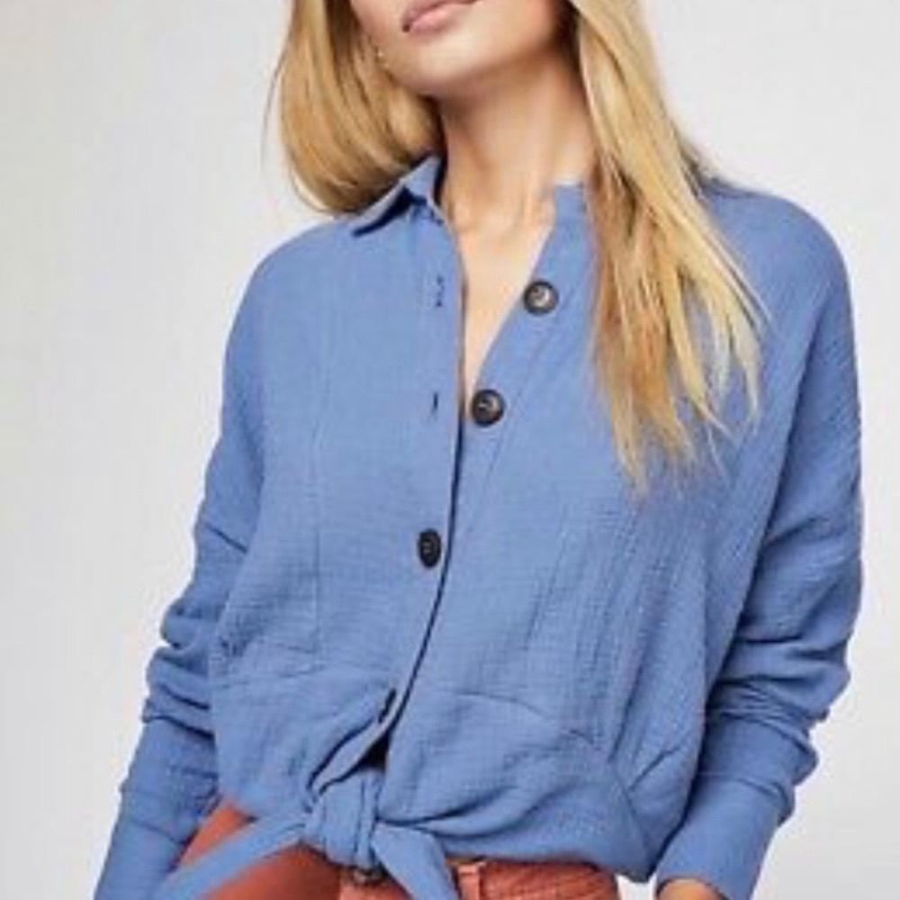 Free People Sunstreaks Tie Front shirt XS